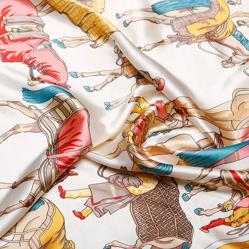 AVERY Horse Design Satin Scarf - 90 x 90 cms