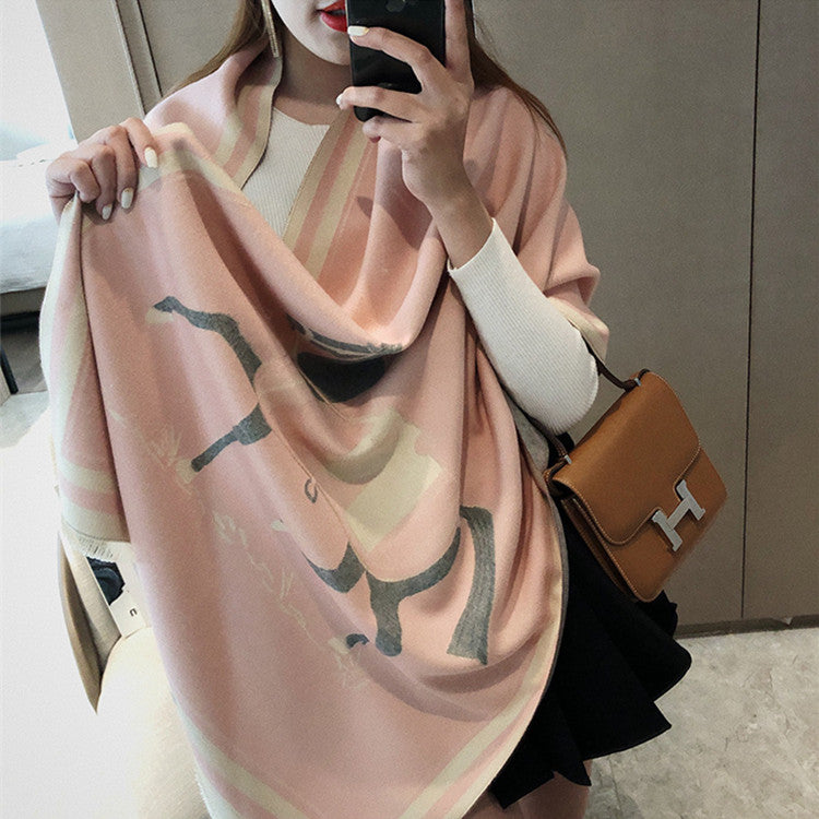 NEELY Horse Design Cashmere Blend Pashmina/Shawl - 180 x 65 cms