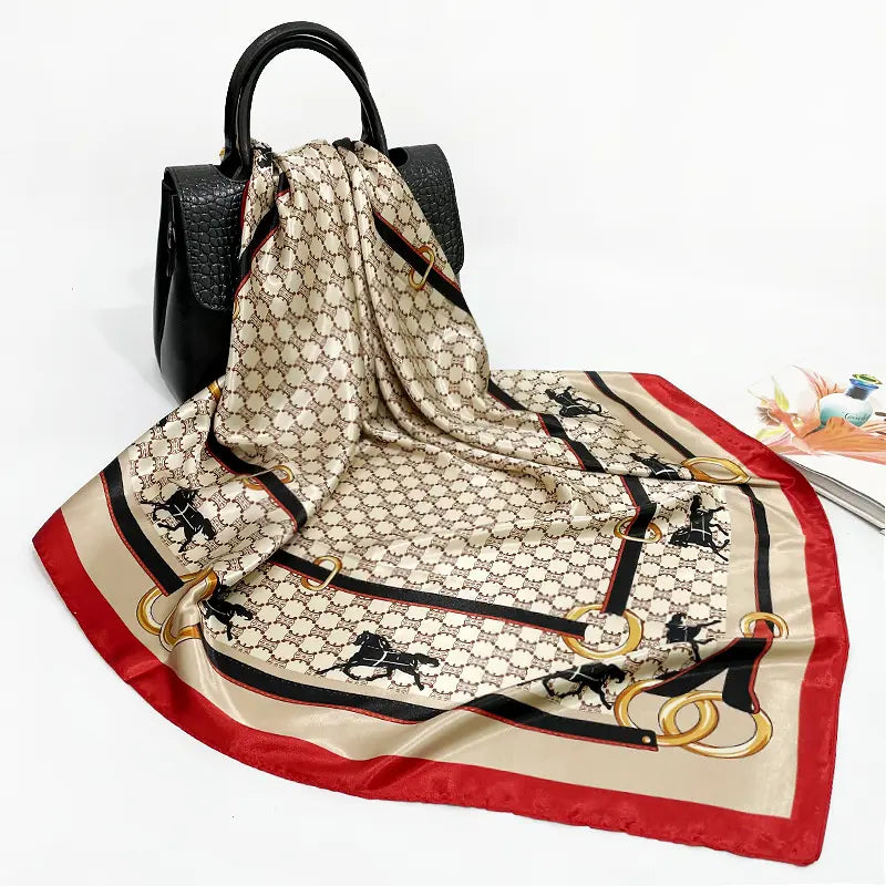 JULIA Horse Design, Satin Scarf - 90 x 90 cms