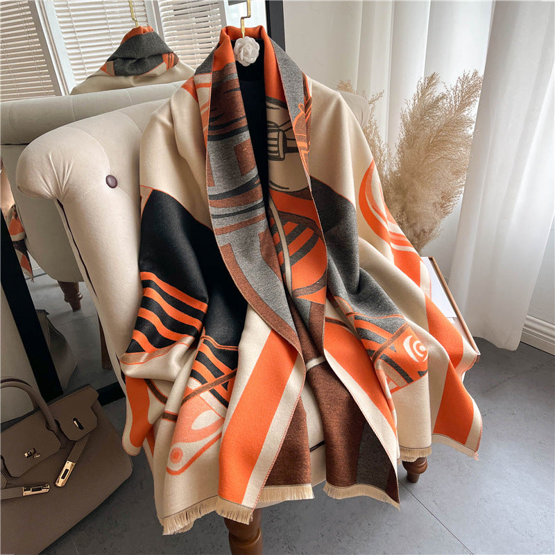 MEARNA Horse Design Cashmere Blend Pashmina/Shawl - 180 x 65 cms