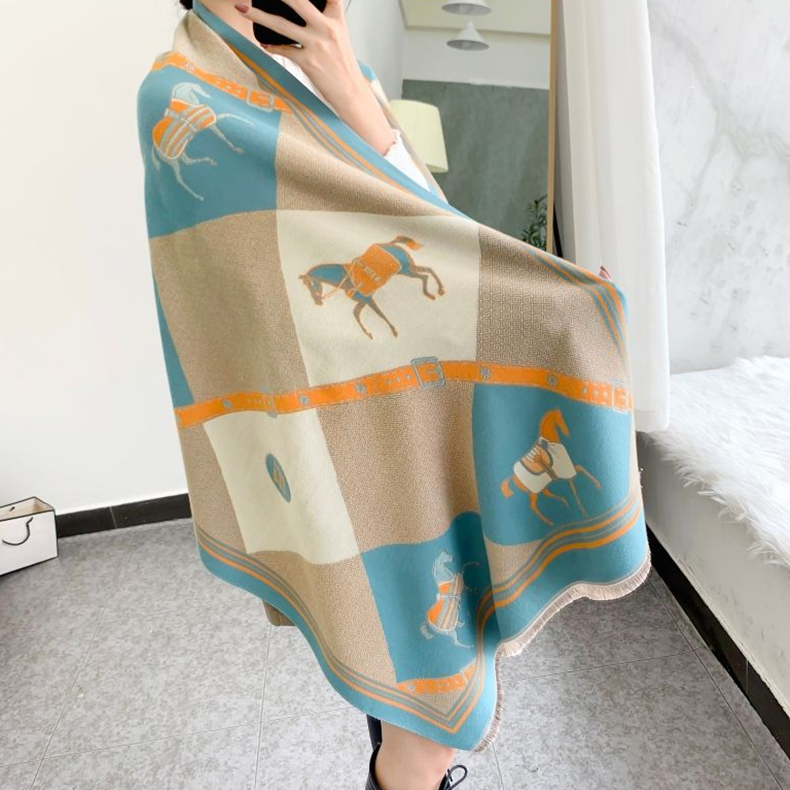 EULA Horse Design Cashmere Blend Pashmina/Shawl - 180 x 65 cms