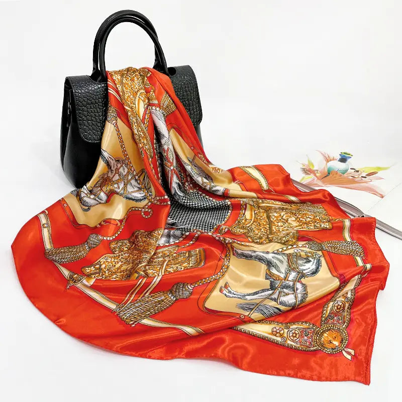 SARAH Horse Design, Satin Scarf - 90 x 90 cms