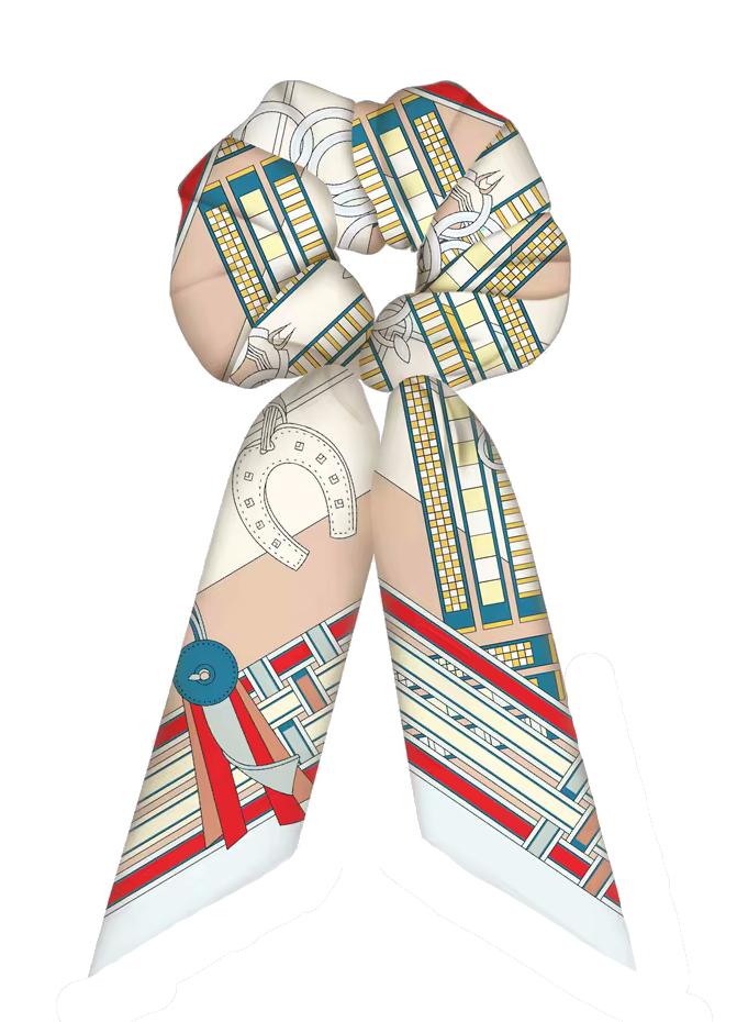 MORNA SCRUNCHIE TWILLY COMBO Horse Design Hair Tie with Ribbon