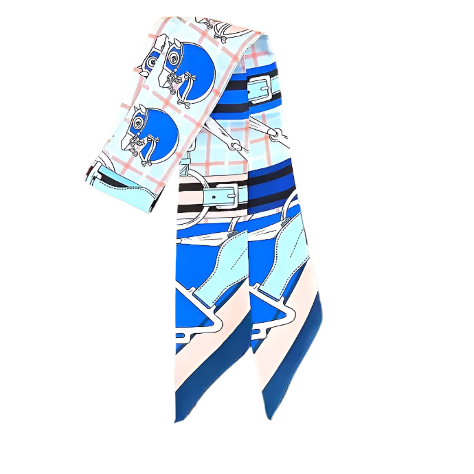 PARIS Horse Design Twilly Scarf, Hair or Handbag Tie - 85 x 5 cms