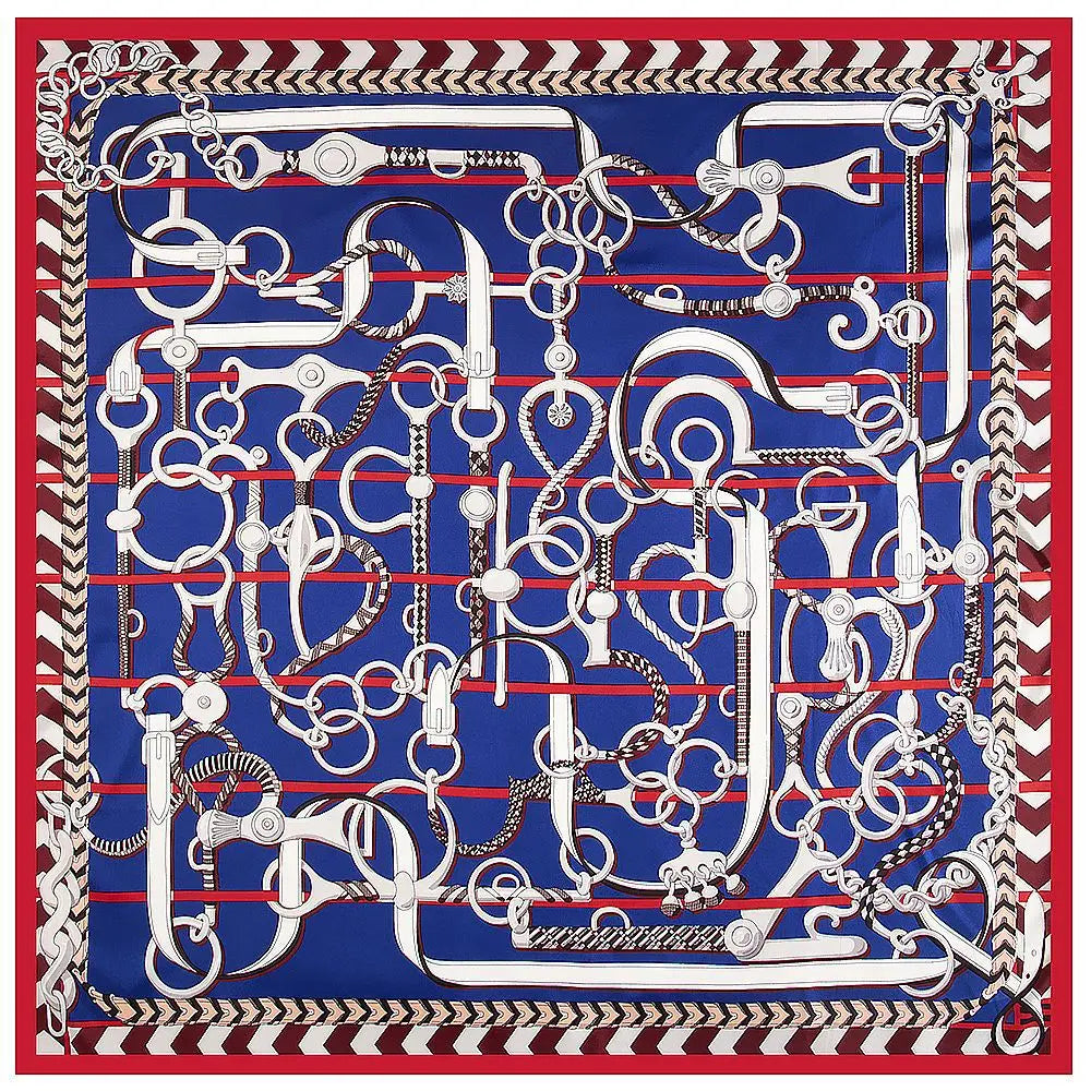BRENDA Horse Design, Made-Made Silk Twill Scarf - 100 x 100 cms