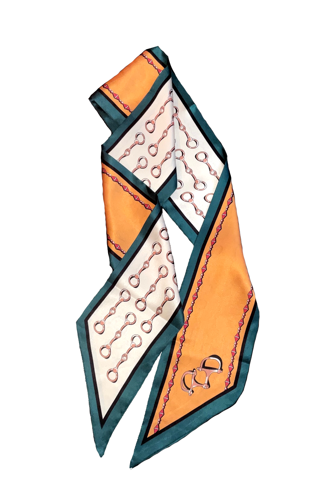 KENTUCKY Horse Design Silk Look Satin Skinny Scarf - 145 X 13 cm