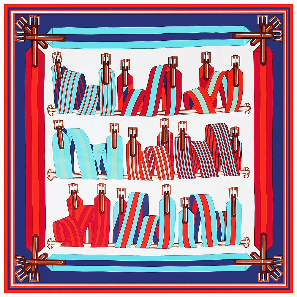 LUNA Horse Design, Made-Made Silk Twill Scarf - 130 x 130 cms