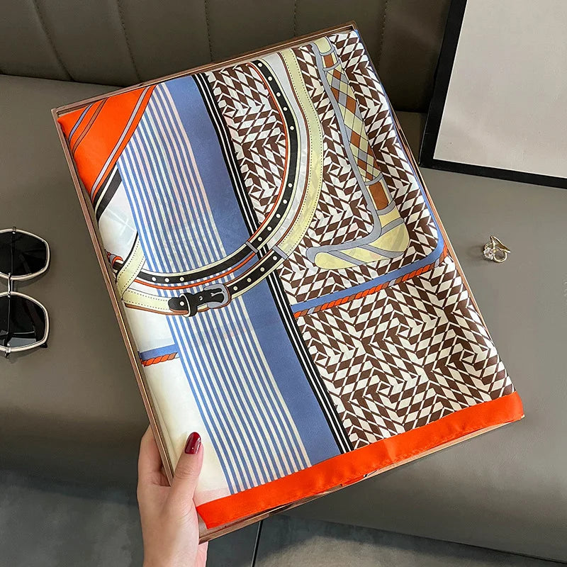 PHILIPPA Horse Design, Man-Made Silk Scarf - 180 x 90 cms