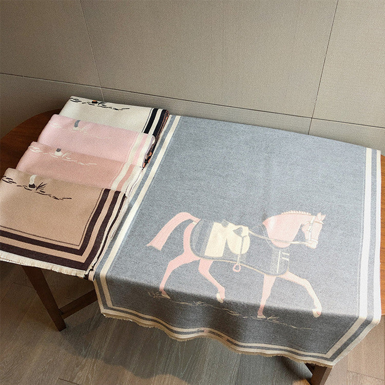 NEELY Horse Design Cashmere Blend Pashmina/Shawl - 180 x 65 cms