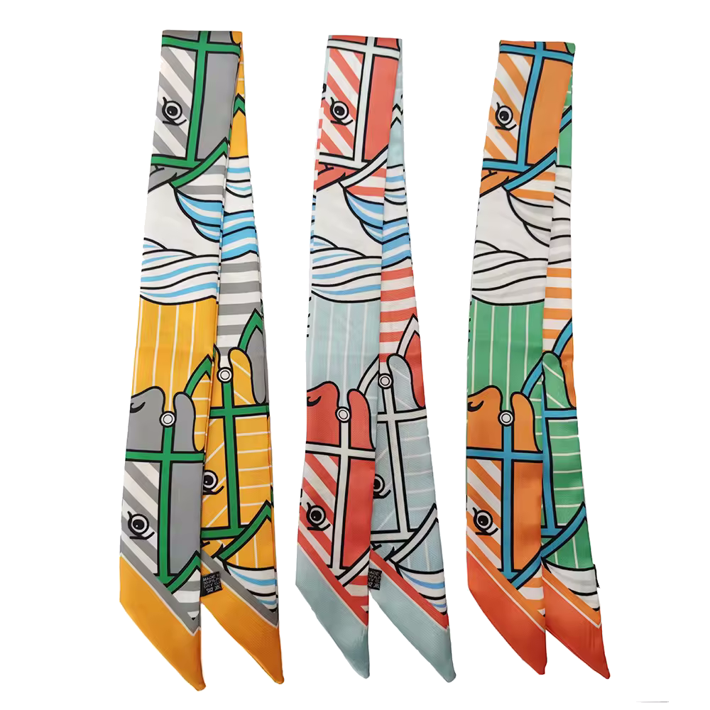 ROME Horse Design Twilly Scarf, Hair or Handbag Tie - 85 x 5 cms