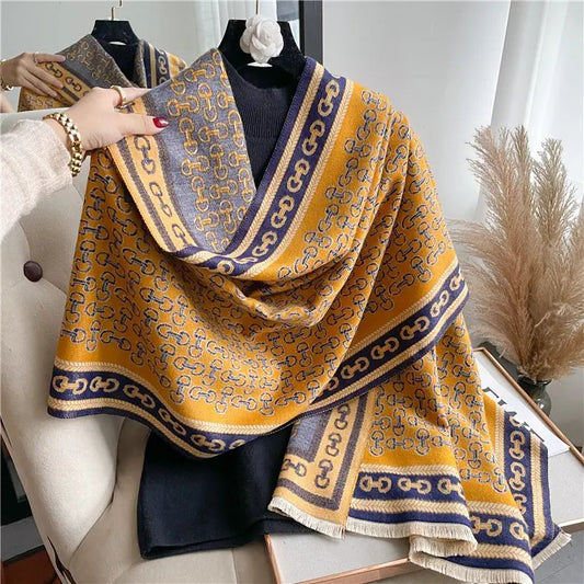 RIONA Horse Design Cashmere Blend Pashmina/Shawl 180 x 65 cms