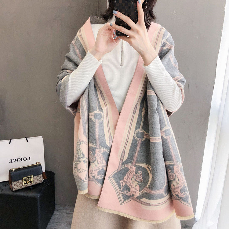 MIA Horse Design Cashmere Blend Pashmina/Shawl - 180 x 65 cms