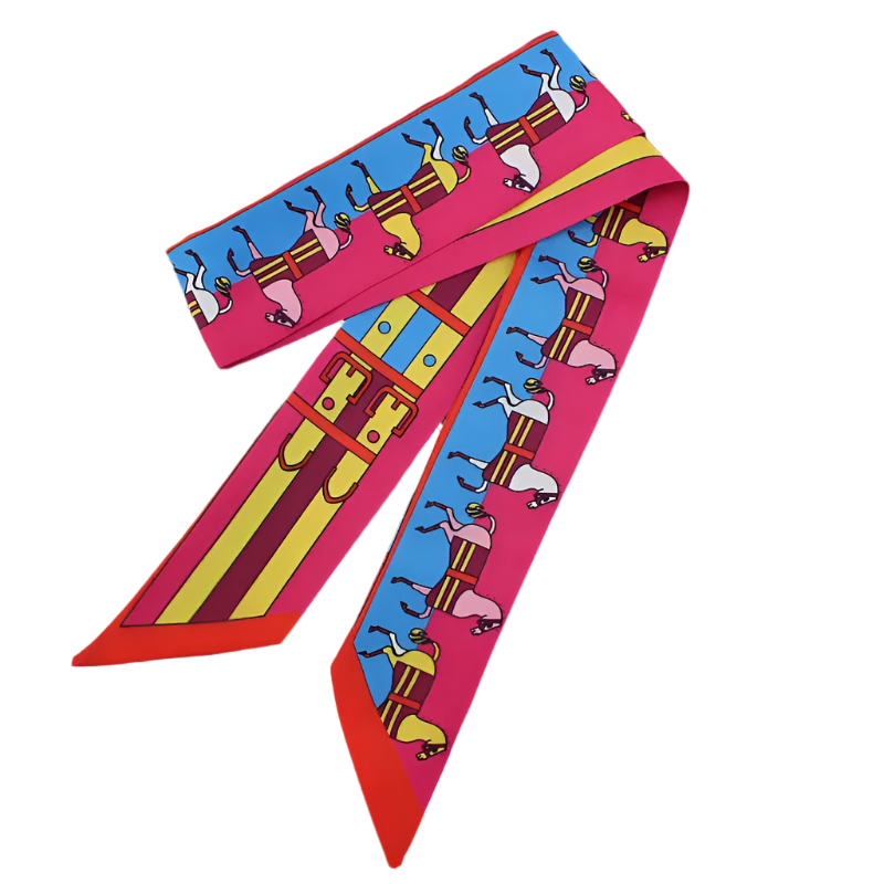 PAULETTE Horse Design Twilly Scarf, Hair or Handbag Tie - 85 x 5 cms