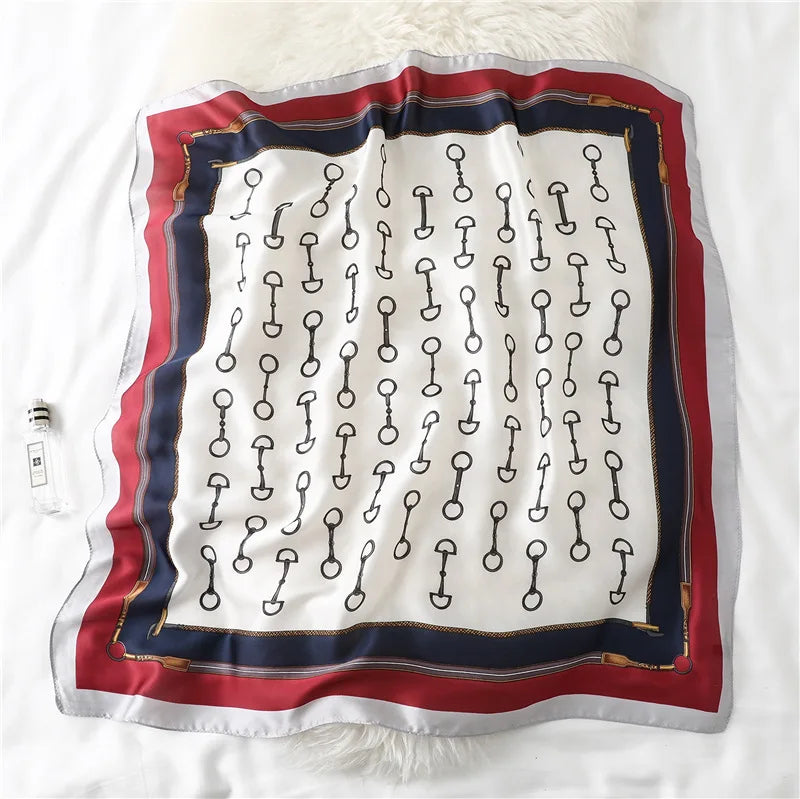ADDISON 70 Horse Design, Man-Made Silk Scarf - 70 x 70 cms