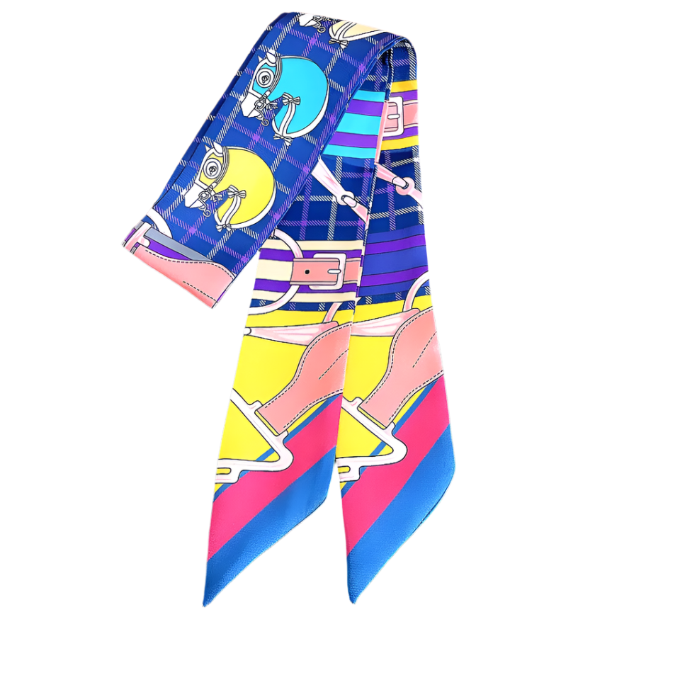 PARIS Horse Design Twilly Scarf, Hair or Handbag Tie - 85 x 5 cms