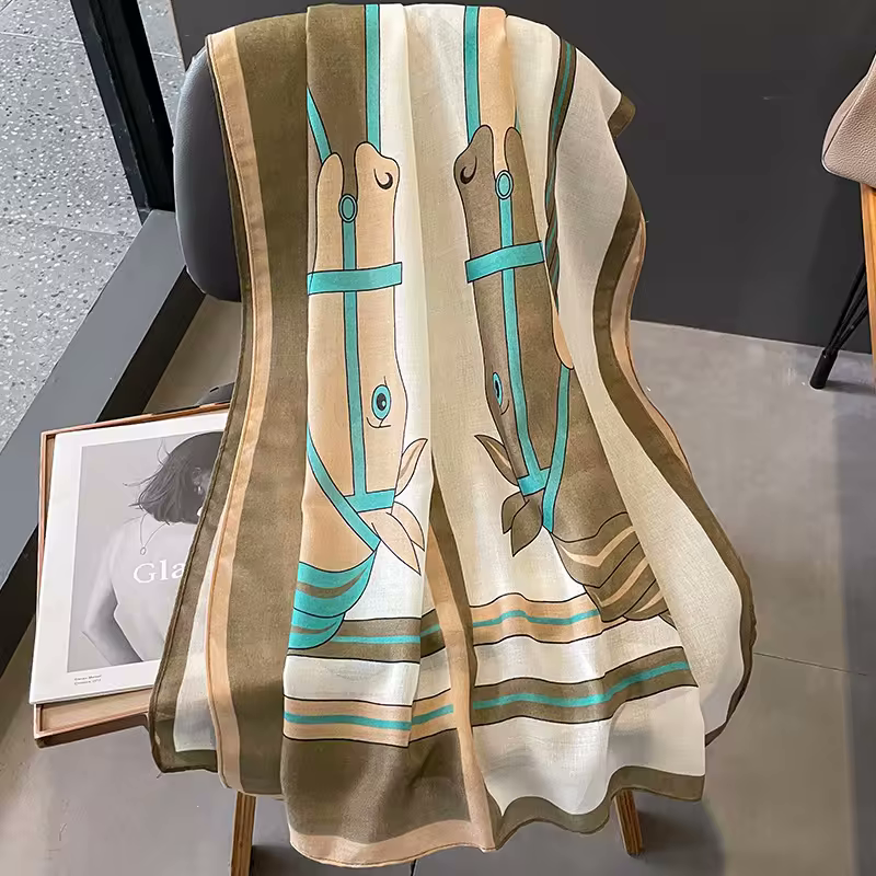 ETTA Horse Design, Linen Look Scarf - 180 x 90 cms