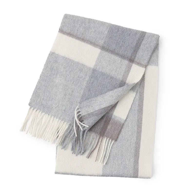GEORDI Pure Cashmere Plaid Scarf - 164 x 46 cms