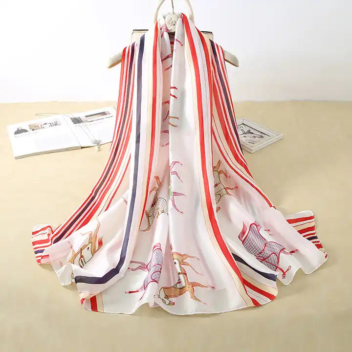 TYLER Horse Design, Man-Made Silk Chiffon Scarf - 180 x 90 cms
