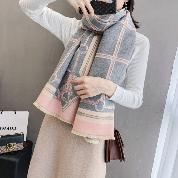 MIA Horse Design Cashmere Blend Pashmina/Shawl - 180 x 65 cms