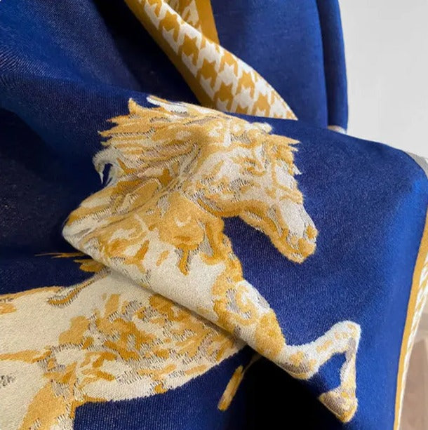 FAYE Horse Design, Cashmere Blend Pashmina/Shawl - 180 x 65 cms