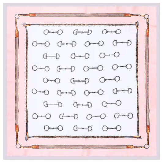 ADDISON 60 Horse Design, Man-Made Silk Satin Scarf - 60 x 60 cms