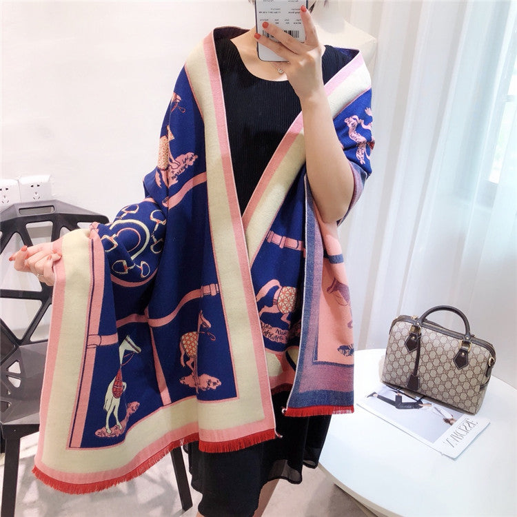 REAGAN Horse Design, Cashmere Blend Pashmina/Shawl - 180 x 65 cms