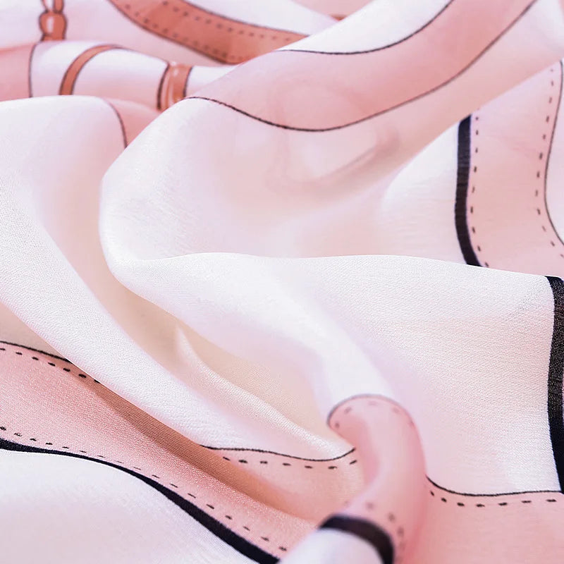 CHARLOTTE Horse Design, Man-Made Silk Chiffon Scarf - 180 x 90cms