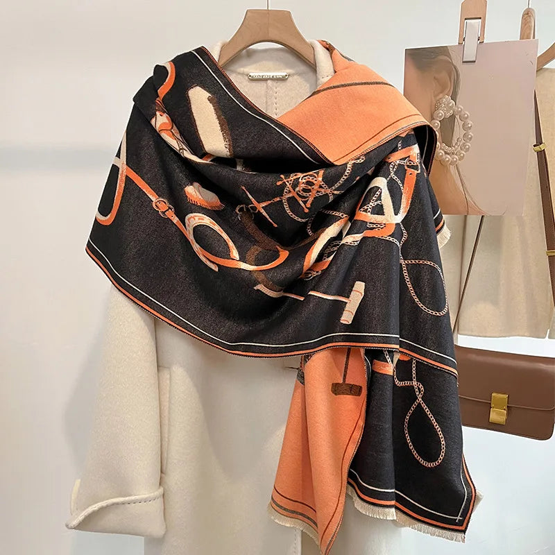 VICTORIA Horse Design, Cashmere Blend Pashmina/Shawl - 180 x 65 cms