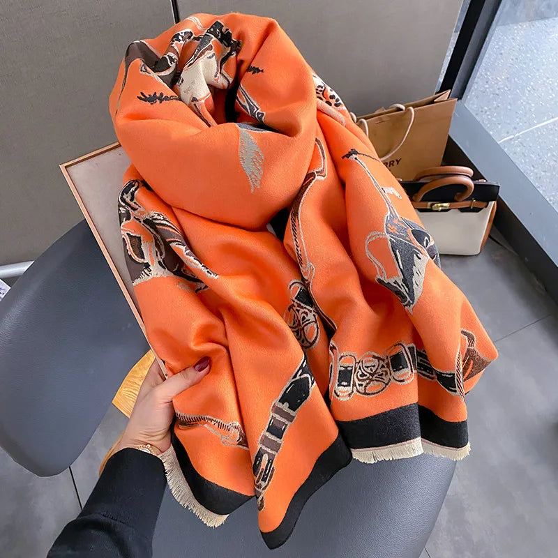 POPPY Horse Design, Cashmere Blend Pashmina/Shawl - 180 x 65 cms