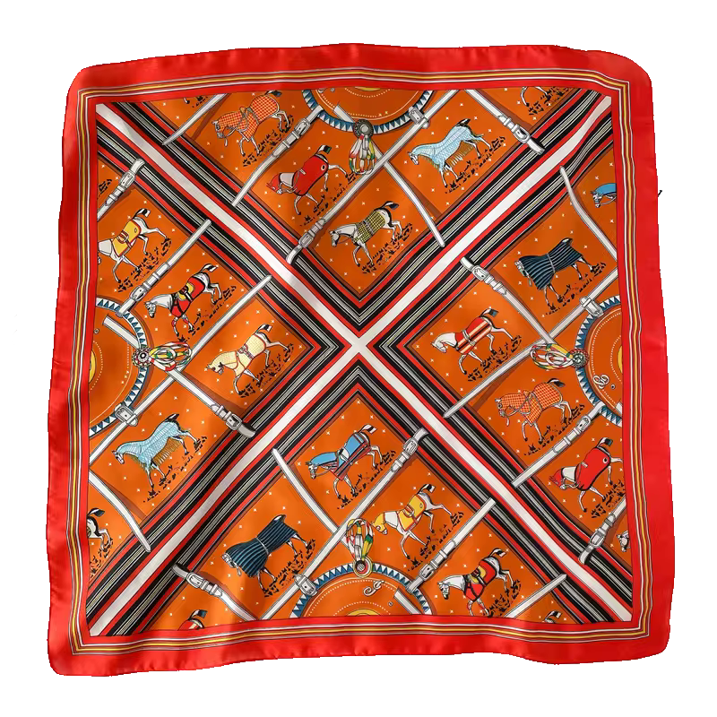 DAPHNE 70 Horse Design, Satin Scarf - 70 x 70 cm