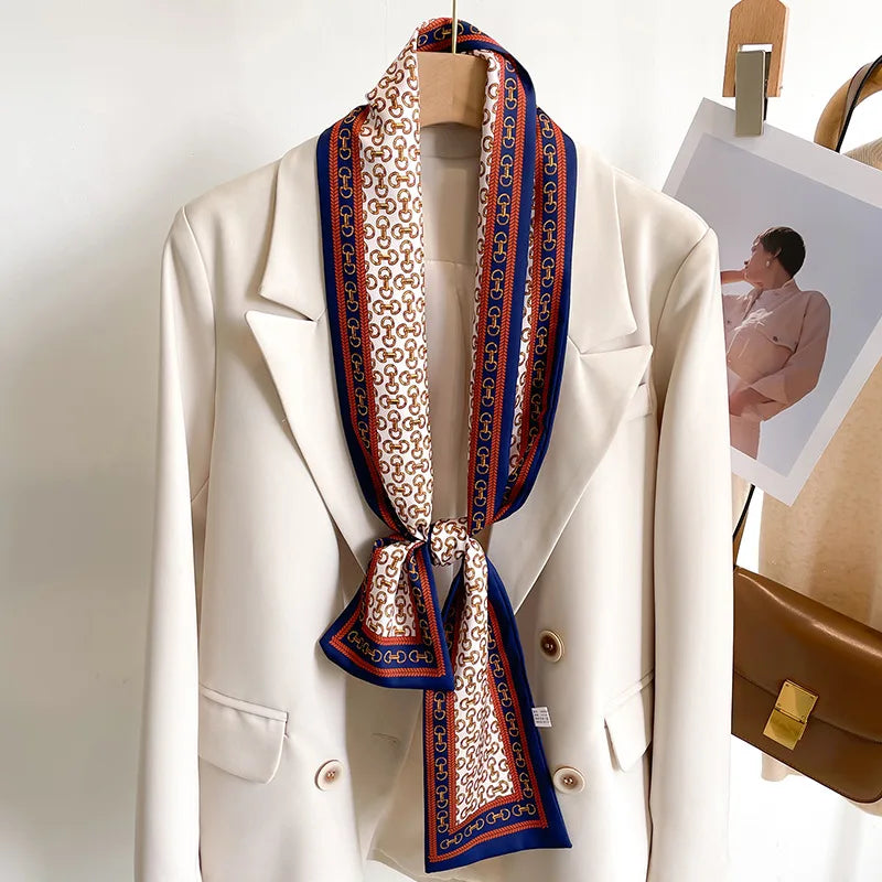 CATALINA Horse Design Satin Skinny Scarf - 148 X 12 cms