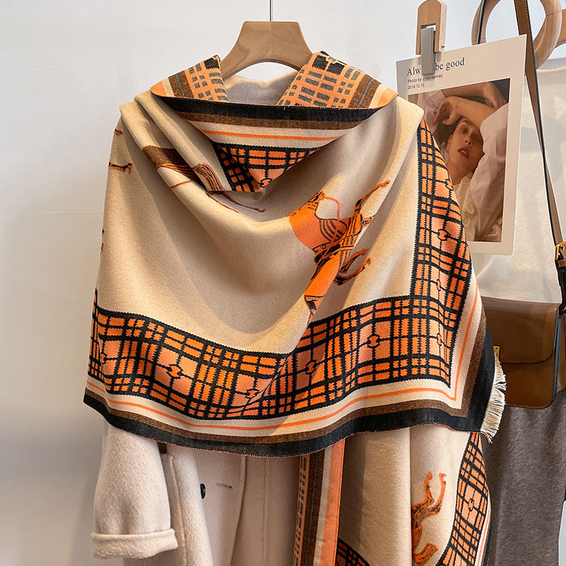 KACE Horse Design Cashmere Blend Pashmina/Shawl - 180 x 65 cms