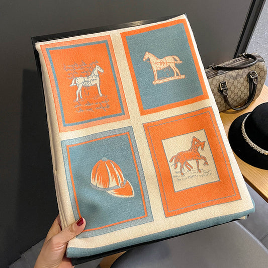 ENID Horse Design, Cashmere Blend, Pashmina/Shawl 180 x 65 cms