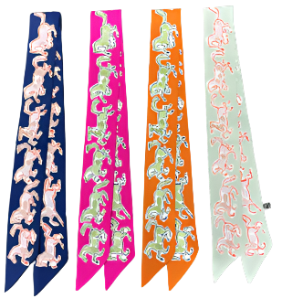 TOULOUSE Horse Design Twilly Scarf, Hair or Handbag Tie - 85 x 5 cms