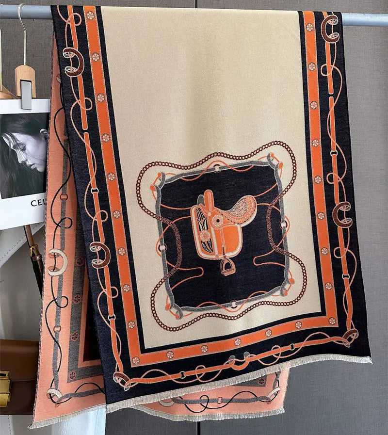 EVELYN Horse Design, Cashmere Blend Pashmina/Shawl - 180 x 65 cms