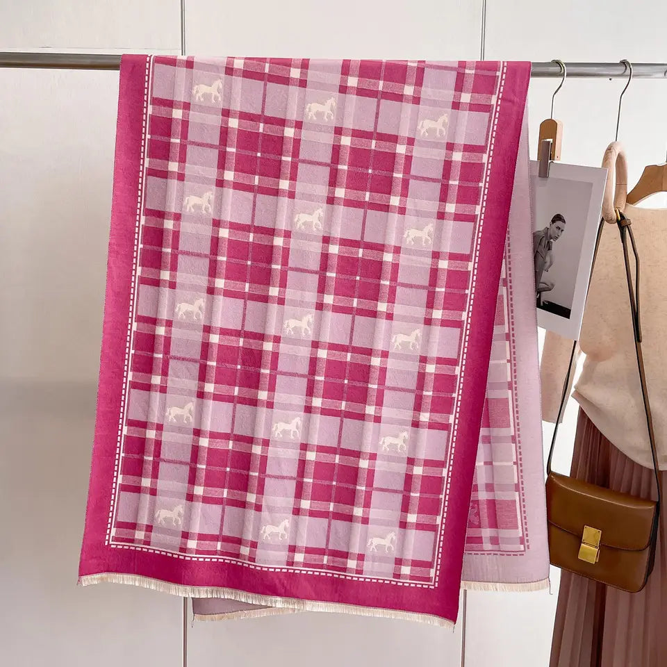 AUDREY Horse Design, Cashmere Blend Pashmina/Shawl - 180 x 65 cms