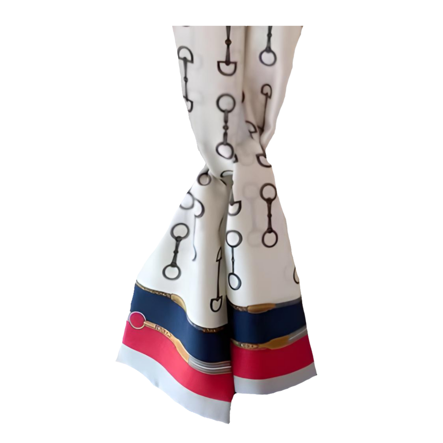 ADDISON 145 Horse Design Silk Look Satin Skinny Scarf - 145 X 13 cms