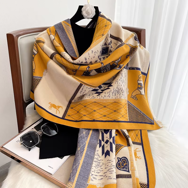 AFRIC Horse Design Cashmere Blend Pashmina/Shawl - 180 x 65 cms