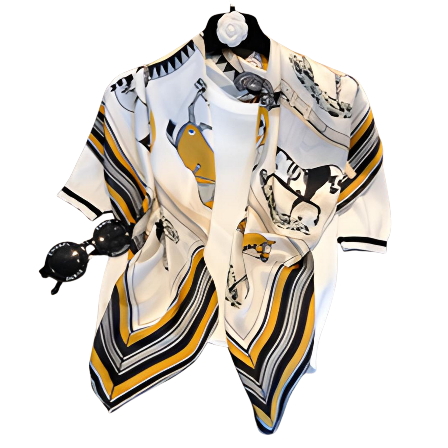 AMELIA 90 Horse Design Premium Twill Scarf - 90 x 90 cms