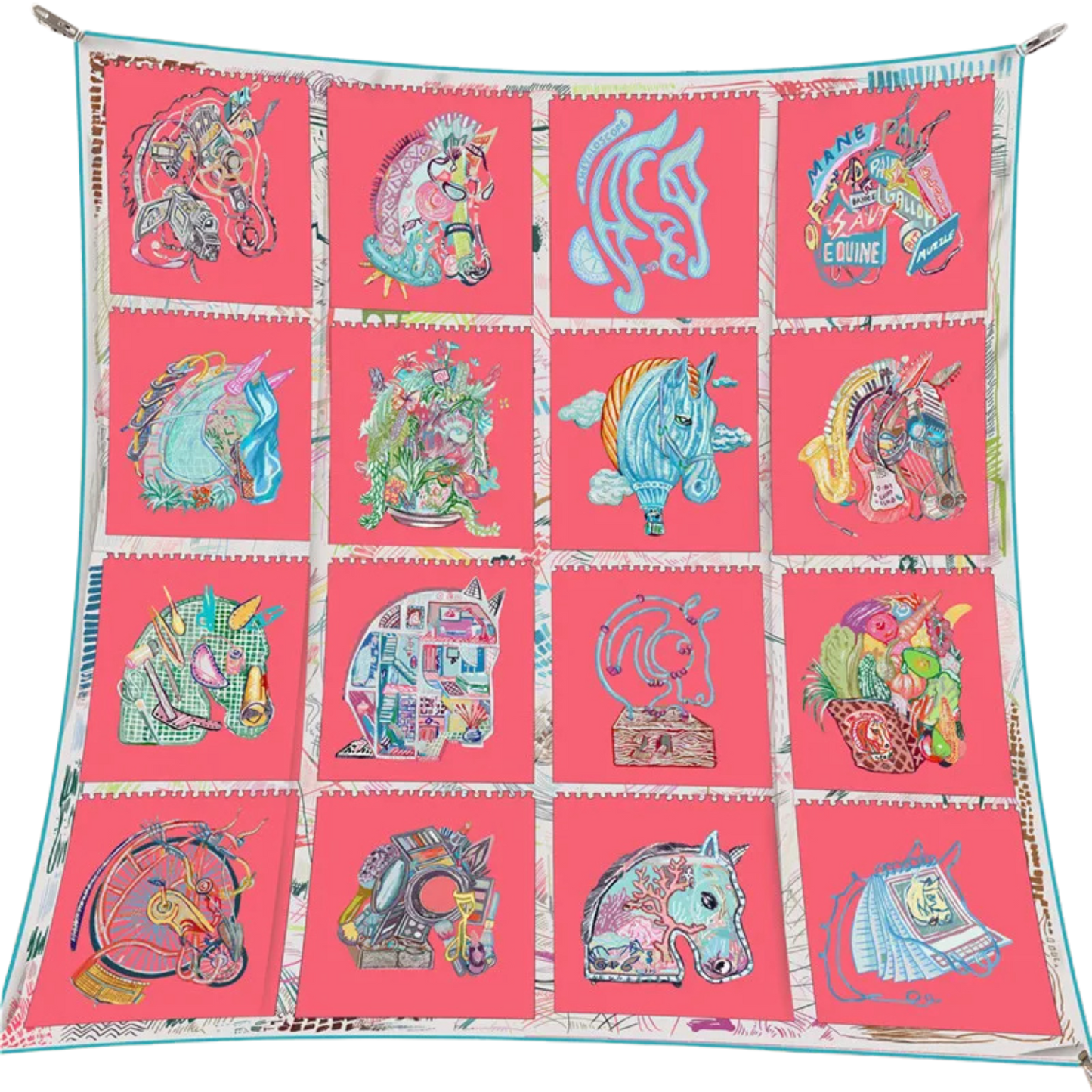 ANTWERP 53 Horse Design Twill Scarf - 53 x 53 cms