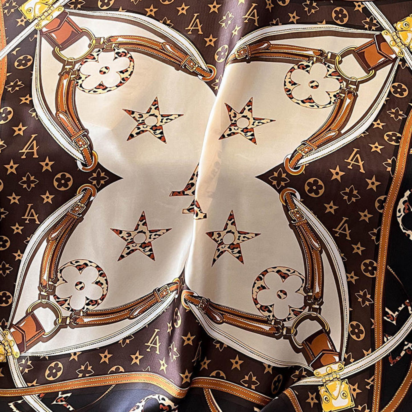 ARTEMIS Horse Design, Man-Made Silk Chiffon Scarf - 180 x 90 cms