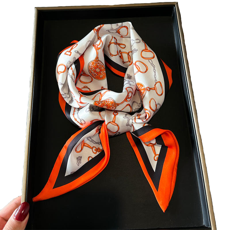 AVA 148 Horse Design Silk Look Satin Skinny Scarf - 145 X 13 cm