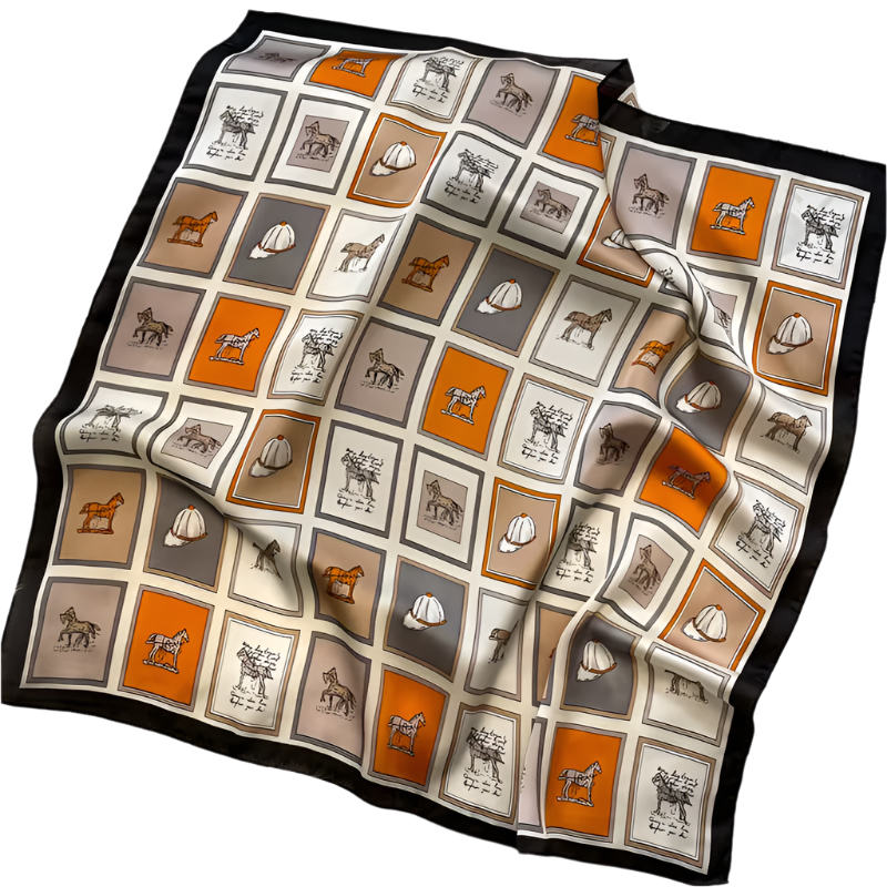 BONNY Horse Design, Man-Made Silk Scarf - 70 x 70 cms