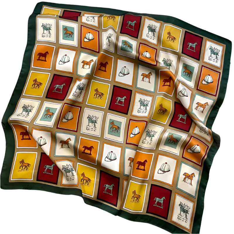 BONNY Horse Design, Man-Made Silk Scarf - 70 x 70 cms