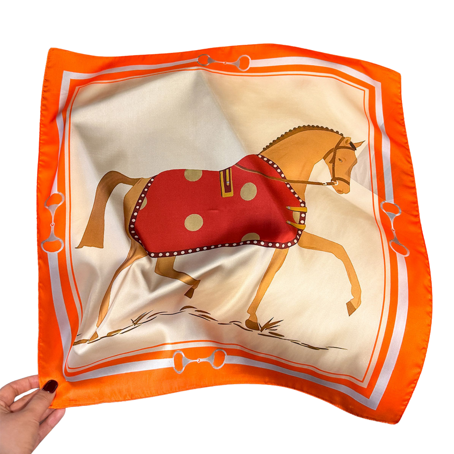BOSTON Horse Design, Satin Scarf - 70 x 70 cms