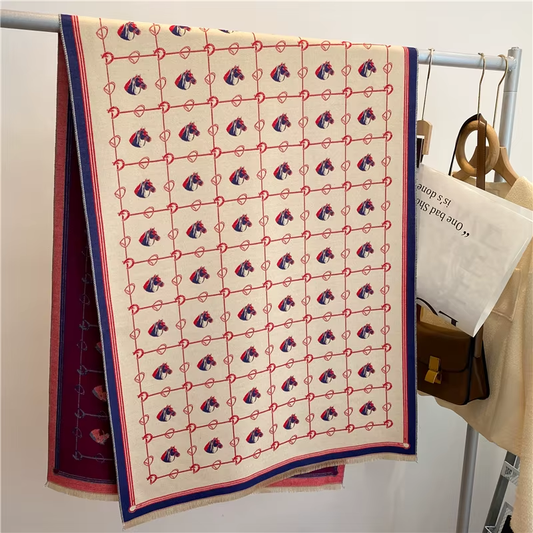 BRIANNA Horse Design Cashmere Blend Pashmina/Shawl - 180 x 65 cms