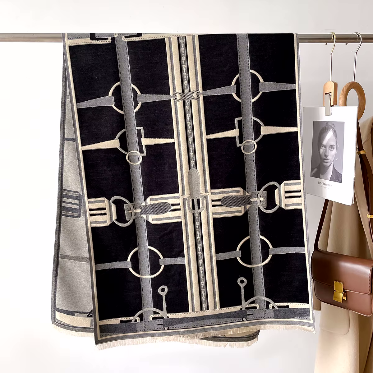 BRYNN Horse Design, Cashmere Blend Pashmina/Shawl - 180 x 65 cms