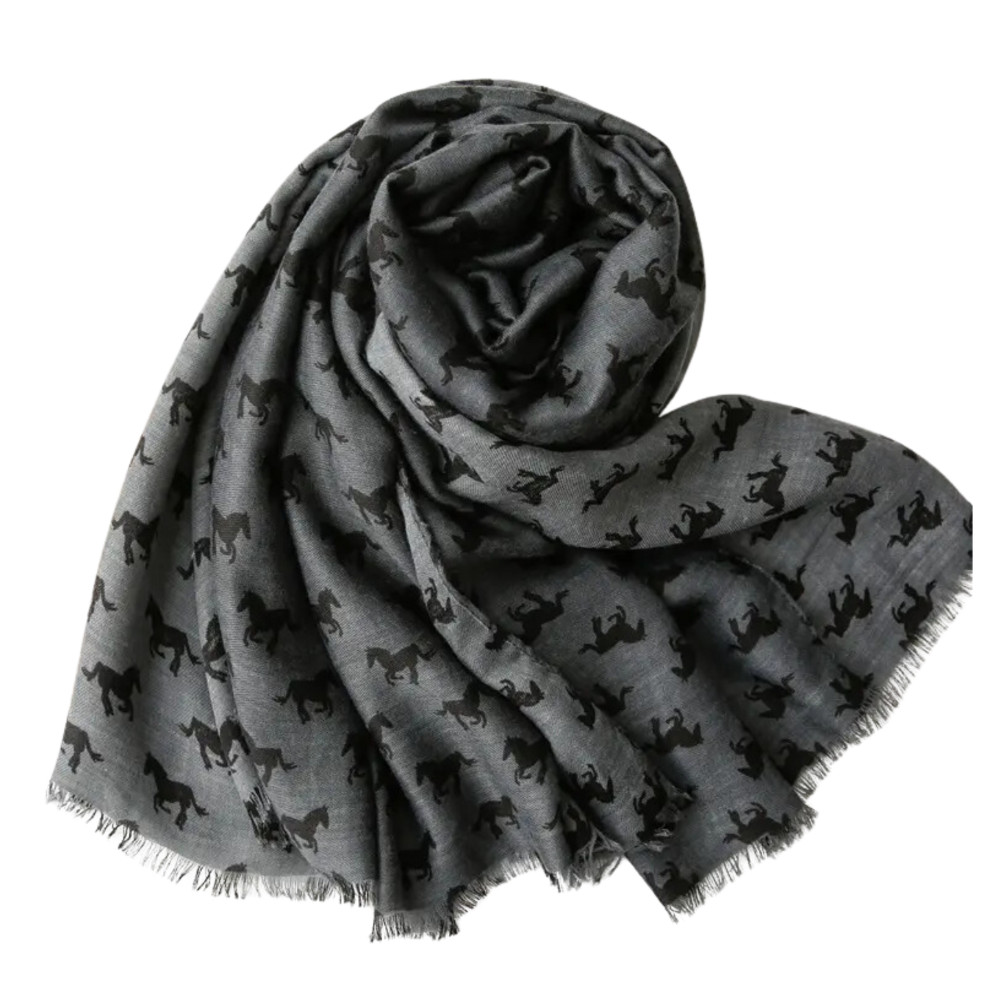 BRYSON Horse Design, Linen Look Scarf - 180 x 90 cms
