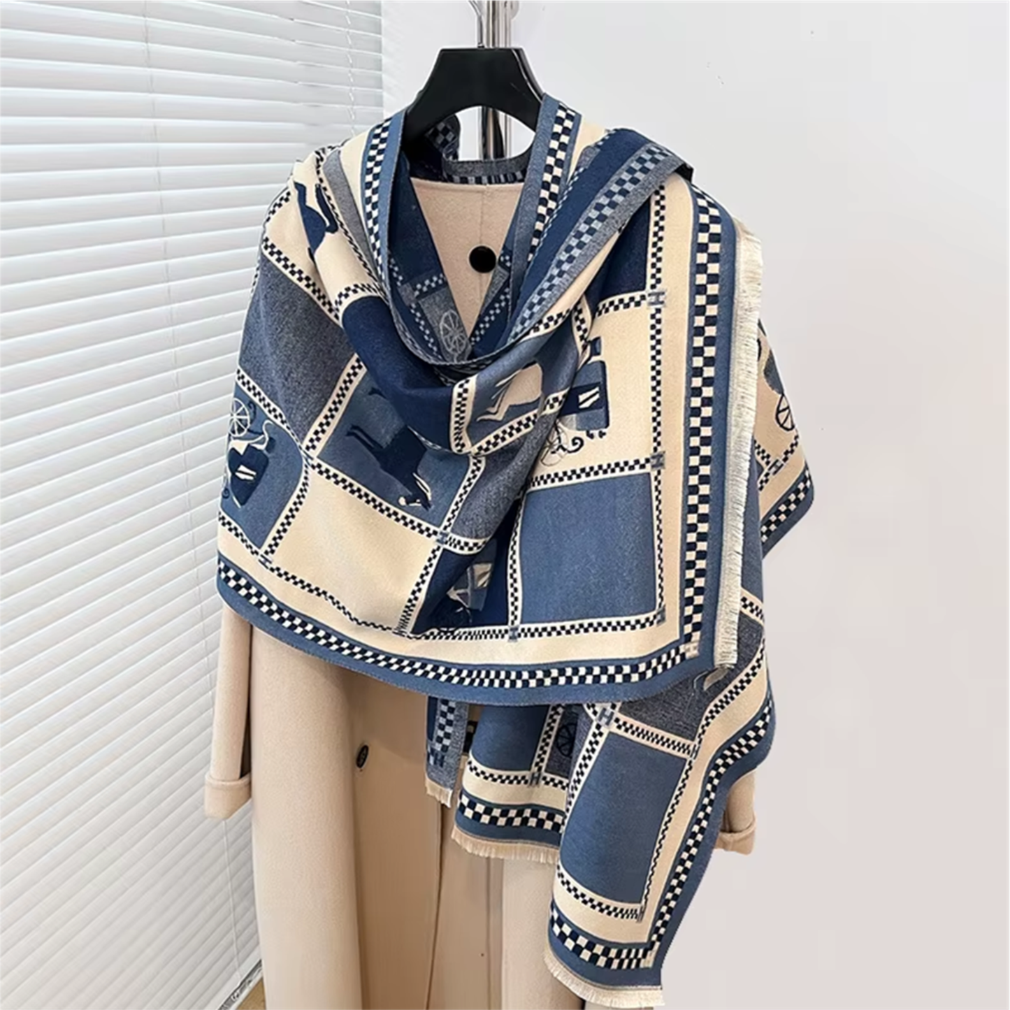 CEYLON Horse Design Cashmere Feel Pashmina/Shawl - 180 x 65 cms