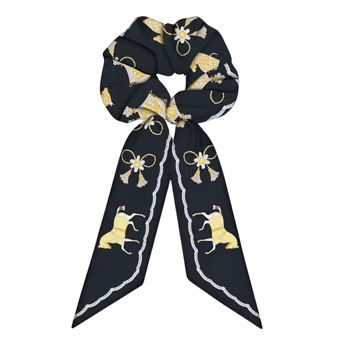 CHANTAL SCRUNCHIE TWILLY COMBO Horse Design Hair Tie with Ribbon